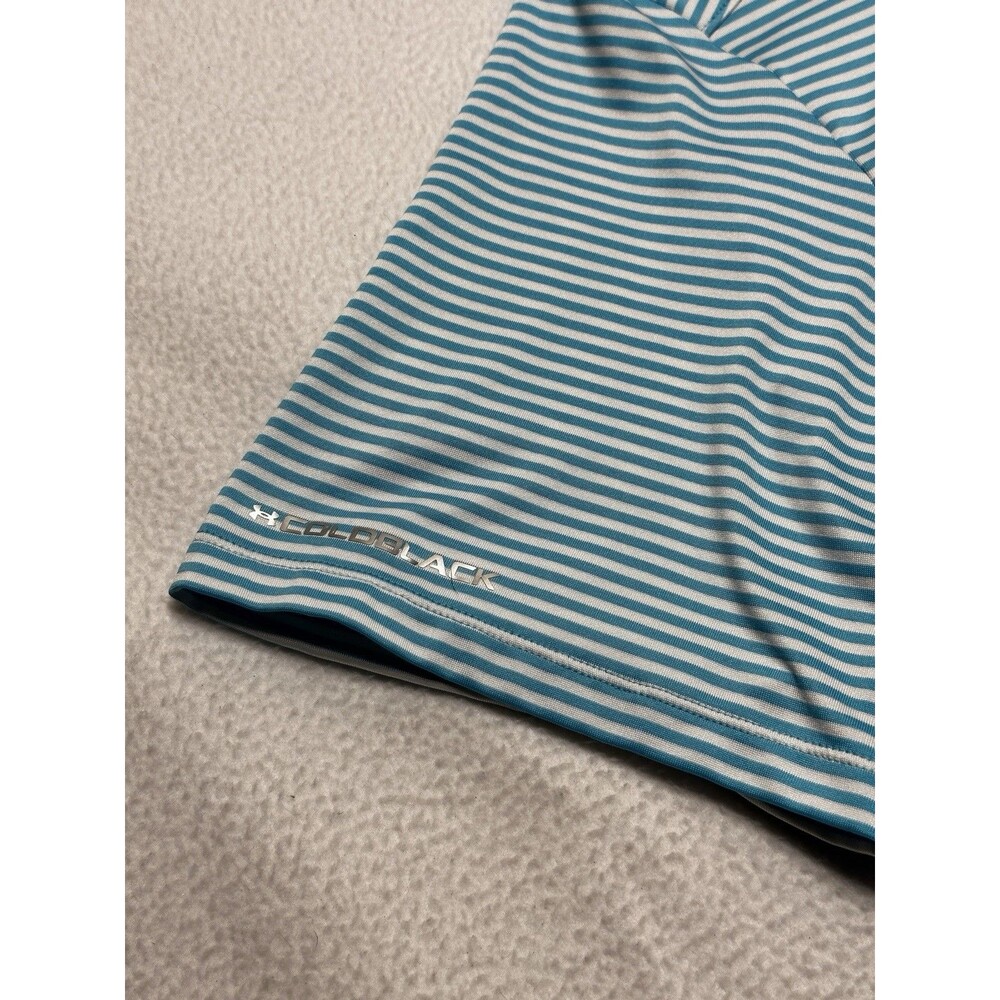 PGA Under Armour Golf Polo Shirt Mens XXL 2XL Blue Striped HeatGear Coldblack - Picture 5 of 10